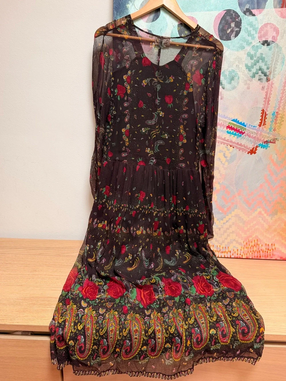Late 1960s Vintage Miss Selfridge Indian paisley floral Maxi dress Size Medium - Picture 8 of 17